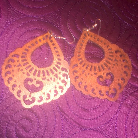 Jewelry - New Wooden earrings very light no pull dream catcher heart dangle hook earrings